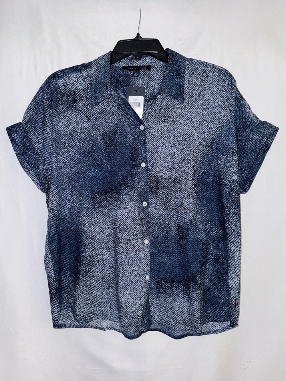 NWT Tommy Hilfiger Cotton Short Cuffed Sleeve Relaxed Fit Blouse Size Small